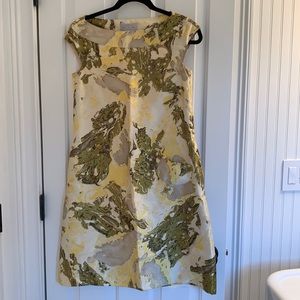 Barney’s Printed silk yellow A line dress